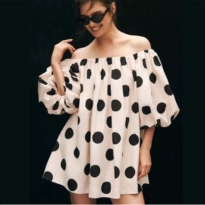 Anthropologie Off-Shoulder Polka Dot Dress